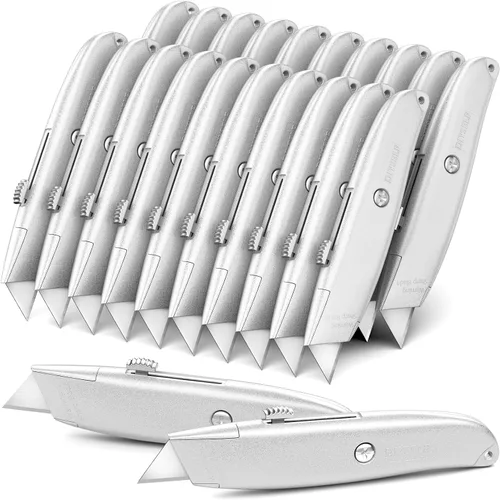 Vista 32 de DIYSELF Paquete de 2 cuchillos utilitarios, cortador retráctil, resistente (naranja)