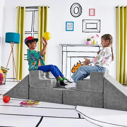 Vista 11 de Yourigami Castillo de Juego para Niños y Niños Pequeños, Juego de Complementos de Sofá para Sala de Juegos, Diseño Modular Duradero, Blue Lagoon