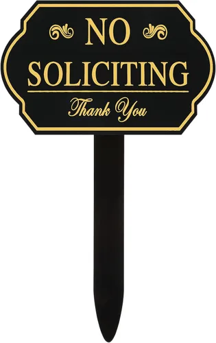 Vista 7 de Amyhill Letrero de No Soliciting con estaca para patio, 7 x 3.5 pulgadas, diseño de conducción privada de No Trespassing, resistente a