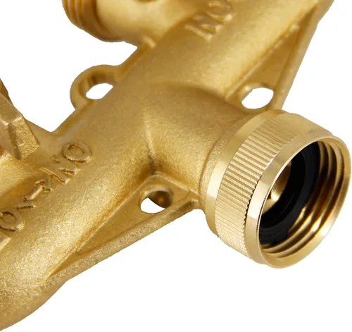 Vista 5 de Lifynste Divisor de manguera de latón de 4 vías, divisor de manguera de jardín de latón resistente de 3/4 pulgadas, conector adaptador de manguera