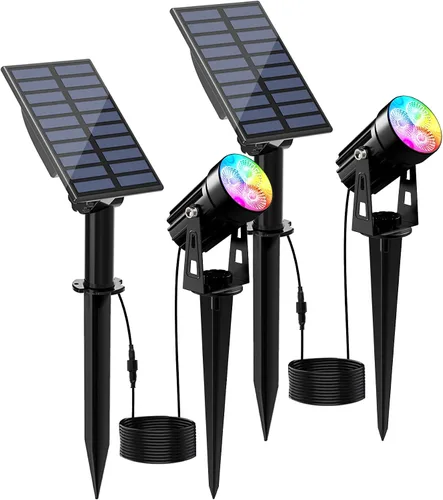 Vista 15 de Luces solares para exterior, focos de paisaje IP65 impermeables con cable de 3m, luces de pared para exterior con encendido y apagado automático