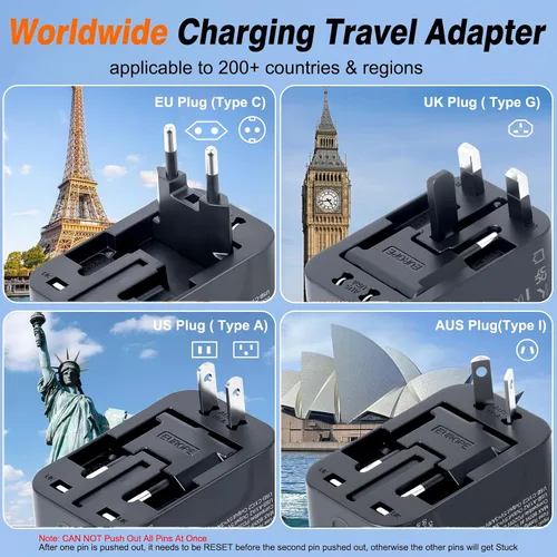Vista 8 de Adaptador de viaje universal Cargador rápido Adaptador de enchufe en todo