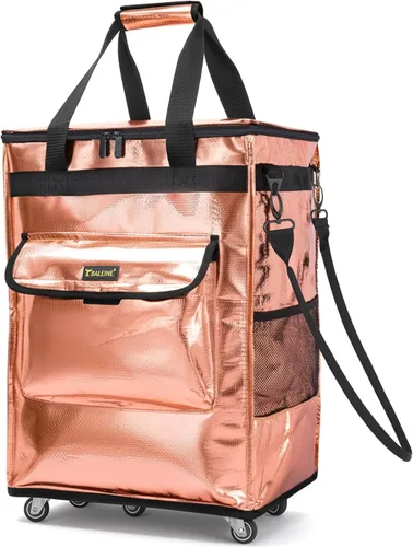 Vista 13 de BALEINE Bolsas de comestibles reutilizables sobre ruedas, bolsa de asas rodante, carrito de compras, mochila grande, carritos de compras