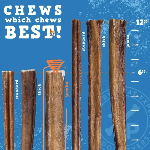 Vista 3 de Jack&Pup Bully Sticks de 6 pulgadas para perros (paquete de 6) - Jumbo