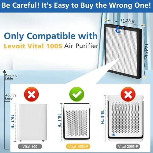 Vista 3 de Vital 100S - Filtro de repuesto para purificador de aire LEVOIT Vital Blanco