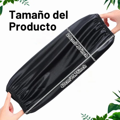 Vista 2 de Jecery 4 pares de fundas impermeables de plástico para brazos PVC, sobremangas reutilizables con puños elásticos, resistente al aceite para la Negro