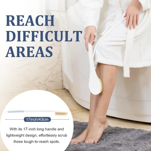 Vista 4 de Limpiador de espalda para ducha, cepillo corporal de ducha para limpieza con mango largo para ducha, limpiador de espalda de 17 pulgadas para ducha