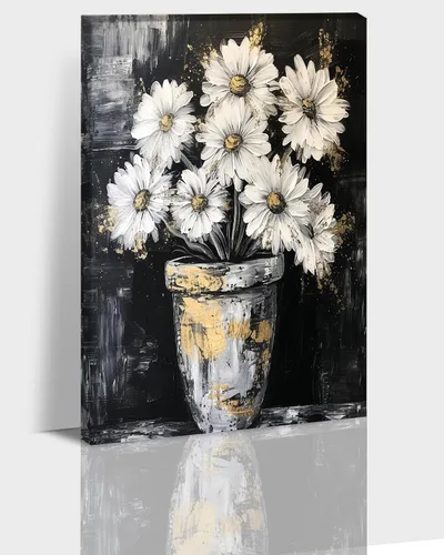 Vista 28 de Hzddty Lienzo de flores rojas de amapola para pared, pintura floral abstracta para paredes, imágenes de flores con estampado floral, decoración