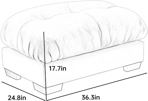 Vista 2 de Reposapiés Otomano Tapizado de Terciopelo con Cojín para Sofá Seccional Sofá 300 libras para Sala de Estar (Beige)
