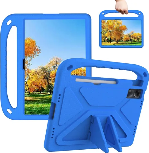 Vista 10 de Funda para tablet infantil con asa y soporte, ligera, a prueba de golpes, compatible con Xiaomi Redmi Pad SE 8.7, azul