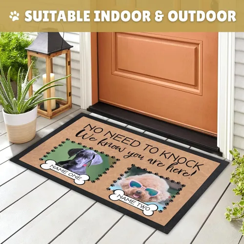 Vista 6 de Tapete personalizado para puerta de perro con foto y nombre, tapete de bienvenida personalizado, tapete para puerta delantera, no es necesario