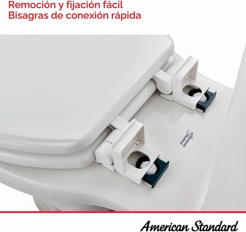 Vista 3 de American Standard Champion - Asiento de inodoro redondo, cierre suave Asiento de inodoro de cierre lento: incluye bisagras de liberación rápida