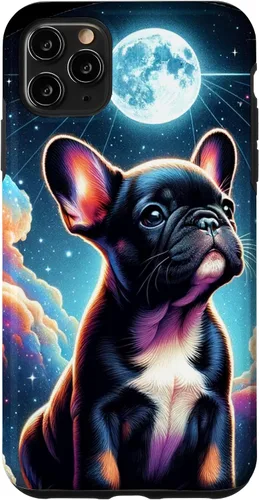 Vista 13 de Funda para iPhone SE (2020) / 7 / 8 Bulldog Francés Puppy Under The Moon In Space