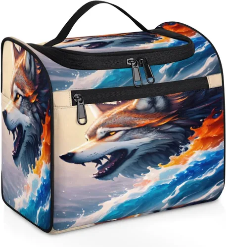 Vista 13 de cfpolar Animal Fox Flores Colgantes Neceser de Viaje Neceser Organizador de Maquillaje Bolsa de Almacenamiento de Cosméticos Baño Bolsa