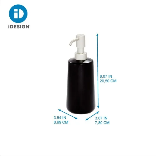 Vista 3 de iDesign Ceramic Earth Collection - Dispensador de jabón alto recargable, color negro mate