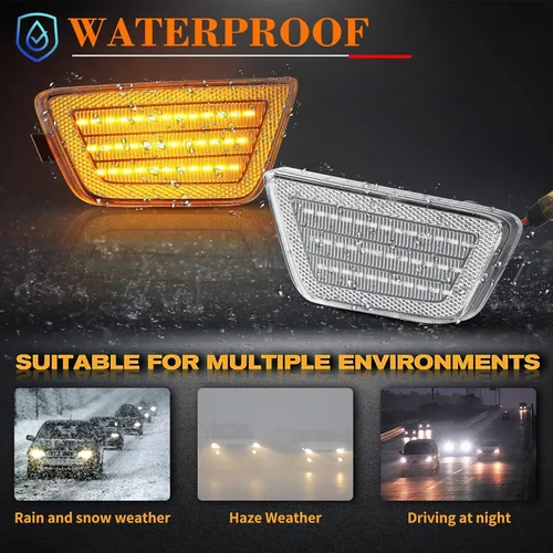 Vista 6 de POPMOTORZ Luces LED de posición laterales para parachoques delantero, lámparas de señal de giro ámbar compatibles con Chevy Cruze 2011-2015