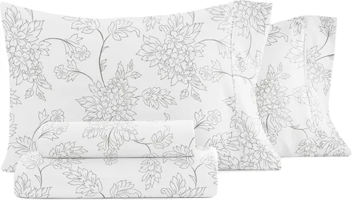 Vista 79 de Linen Market Juego de sábanas de 4 piezas tamaño matrimonial (gris claro cambray) – Duerme mejor que nunca con estas sábanas ultrasuaves y Cambray