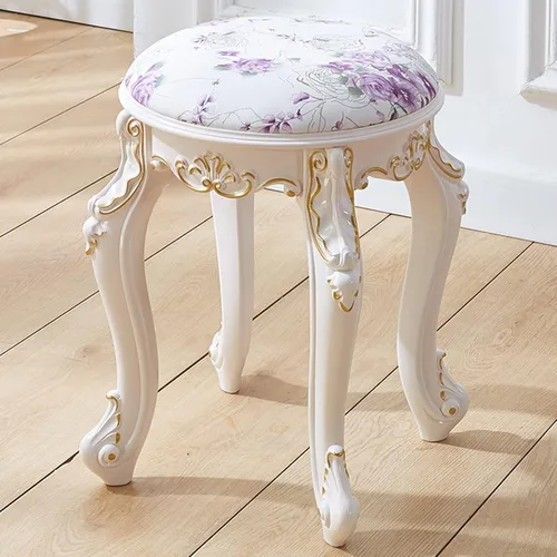 Vista 13 de Taburete de tocador, taburete de maquillaje, banco acolchado, asiento de piano en dormitorio, baño, pata de acero de plástico ABS, 16.9 in