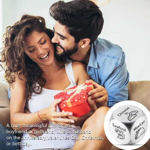 Vista 3 de Regalos de acero de aniversario para él, para ella, para citas, regalo para novio, novia, esposa, marido, pareja, mujeres, hombres, dados de comida
