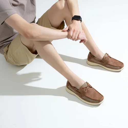 Vista 2 de Vostey Zapatos sin cordones para hombre, con soporte de arco, zapatos náuticos de 2 ojales ligeros para hombre