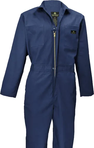 Vista 2 de Natural Uniforms Overol de sarga de manga larga con cremallera para hombre, resistente a las manchas y a las arrugas