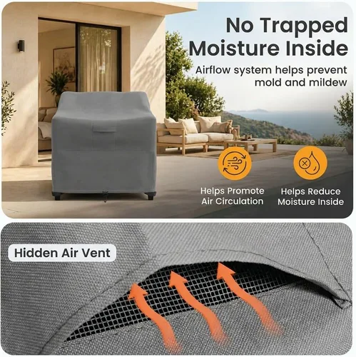 Vista 7 de Funda para silla de muebles de exterior de patio - Premium Heavy Duty - Gris