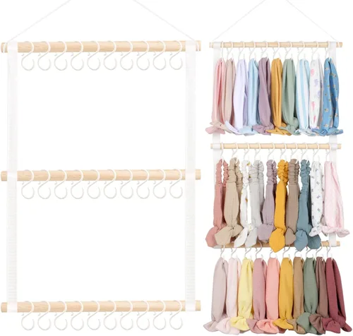 Vista 13 de POVETIRE Soporte para diadema organizador de bandas para la cabeza para niñas, diademas de bebé, accesorios para el cabello, organizador