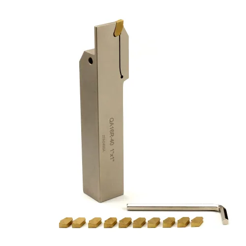 Vista 7 de OSCARBIDE Soporte de corte de separación de torno indexable de alta resistencia con 10 piezas de insertos de carburo GTN-4 (QC1404) QA16R-40