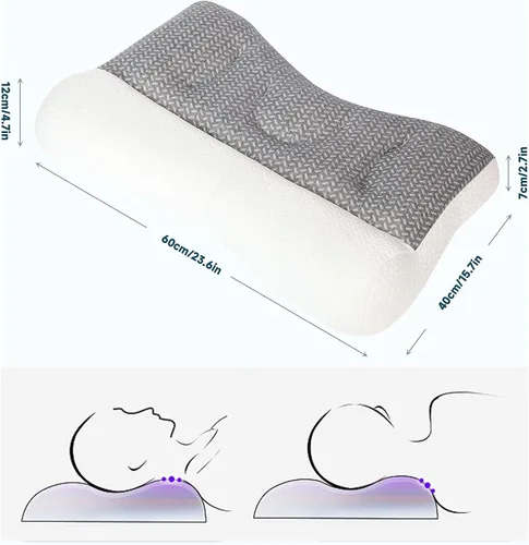 Vista 6 de Almohada súper ergonómica, almohada cervical para aliviar el dolor de dormir, diseño de ranura para las orejas, almohada cervical para todas