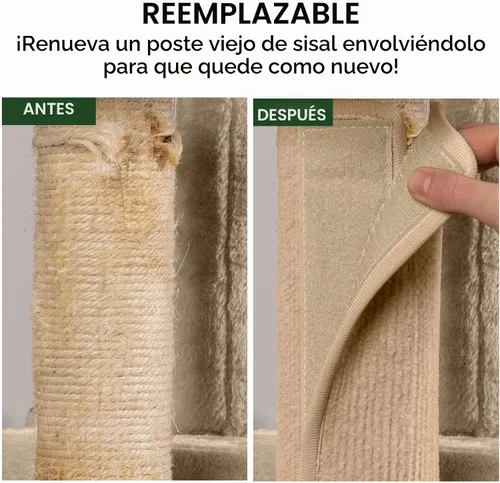 Vista 6 de Furhaven Funda para poste rascador envolvente para gatos de interior, se adapta a postes de hasta 3.5 pulgadas de diámetro, duradera y menos