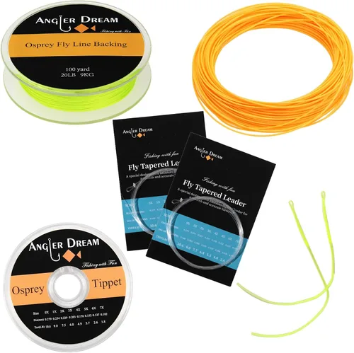 Vista 11 de AnglerDream WF - Kit de línea de pesca con mosca 1 2 3 4 5 6 7 8 9WT línea de pesca con mosca líder de línea de pesca con respaldo trenzado