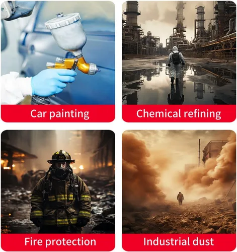 Vista 7 de Máscara de gas de respirador de cara completa de doble filtro Máscara facial completa con filtro de polvo/gas, adecuada para pintura, productos