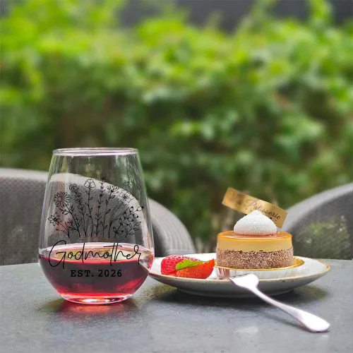 Vista 7 de EST 2026 - Regalos de copa de vino para madrina para mujeres, regalo de madrina por primera vez, regalo de anuncio de embarazo, regalos de bautismo