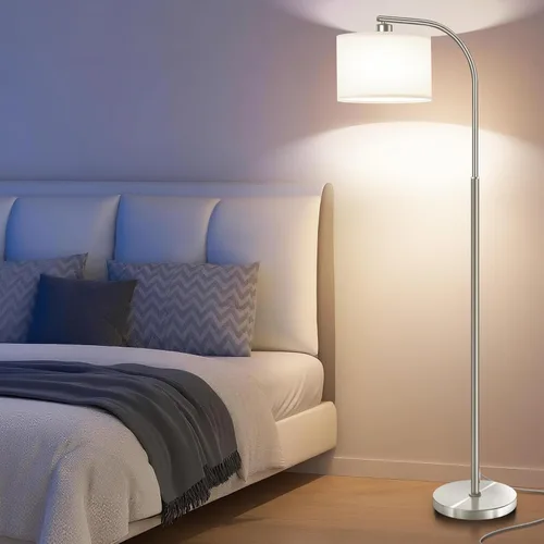 Vista 7 de Floor Lamp for Living Room,Modern Standing Lamps with 9W LED Bulb,65'' Silver Tall Floor Light with Fabric Shade,3 Color Temperatures Tall Lamp for