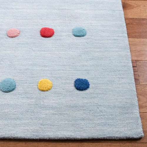 Vista 4 de SAFAVIEH Colección Kids - Alfombra decorativa de 3 x 5 pies, color gris, hecha a mano, de lana de lunares, ideal para zonas de alto tráfico