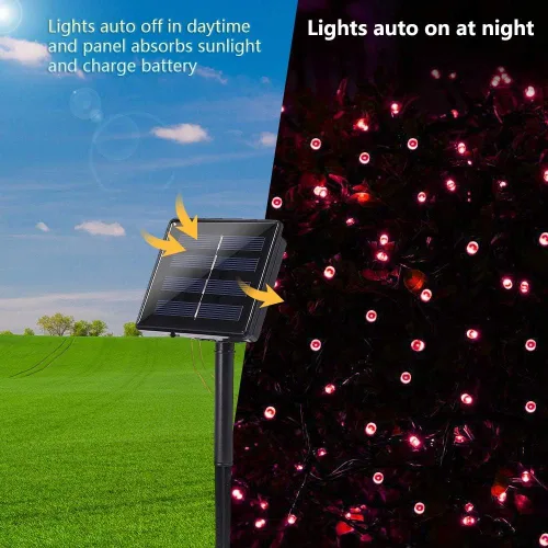 Vista 9 de Toodour Paquete de 2 luces solares de Navidad multicolor y 2 unidades de luces solares rojas de Navidad