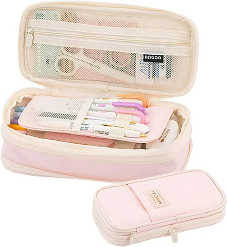 Vista 11 de Estuche para lápices de gran capacidad para oficina, gran almacenamiento, bolsa de alta capacidad, organizador para oficina, caja de viaje