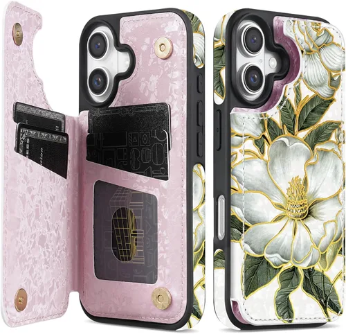 Vista 8 de NNH Funda tipo cartera compatible con iPhone Xs Max con bloqueo RFID, ranuras para tarjetas, folio de piel sintética, función atril, doble cierre