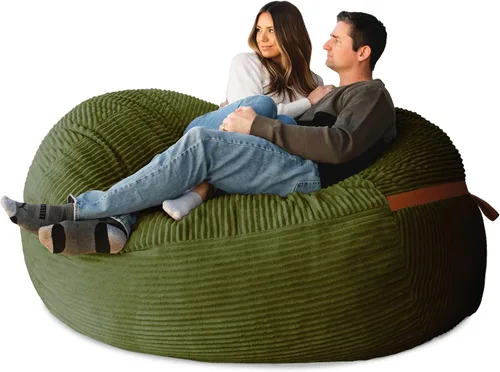 Vista 50 de Big Joe Fuf Silla Puf de Espuma de 5 Pies de Tamaño Extra Grande con Funda Extraíble para Niños, Adolescentes, Adultos, Onyx Lenox, Poliéster Tejido