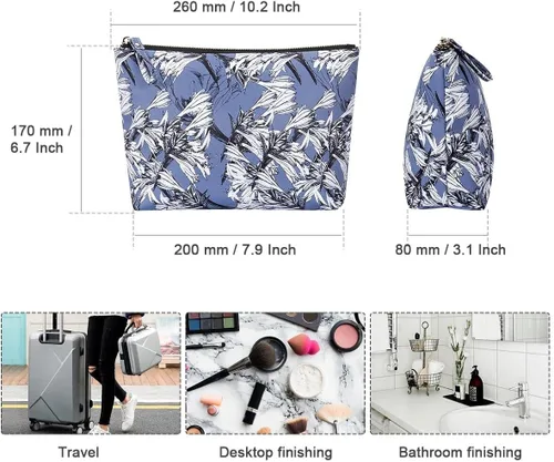 Vista 4 de Kamo Bolsas de maquillaje - Bolsa de cosméticos para mujer, bolsa con cremallera, organizador de cosméticos de viaje, bolsas de viaje para artículos