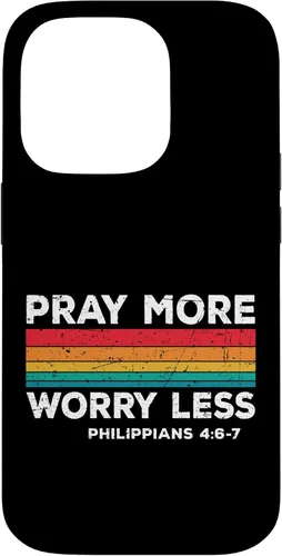 Vista 17 de iPhone 16 Faith Christians God Jesus Pray more worry less Case