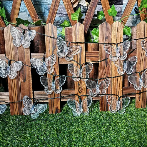 Vista 7 de keeda Guirnalda de luces decorativas de mariposa de 9.8 pies, 20 luces LED de mariposa de Navidad, funciona con pilas, para dormitorio, patio