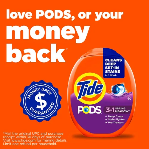 Vista 11 de Tide PODS cápsulas de detergente para lavandería, removedor de manchas 3 en 1, combatiente de olores, protector de color, 76 unidades, compatible
