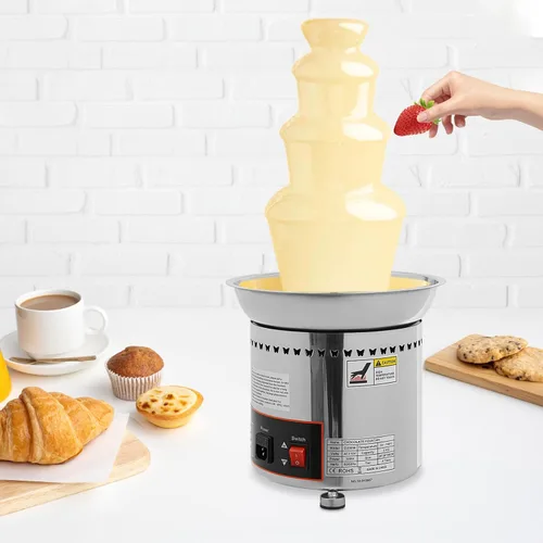 Vista 7 de Fuente de fondue de chocolate de 4 niveles, calentador eléctrico de acero inoxidable para derretir chocolate, máquina de fusión calentada, capacidad