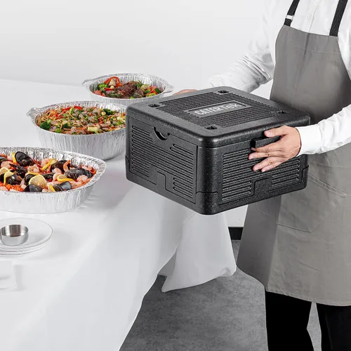 Vista 6 de Restaurantware -Cater Tek - Caja caliente de catering de 14 cuartos de galón, 1 bandeja portadora de alimentos aislada de carga superior - Capacidad