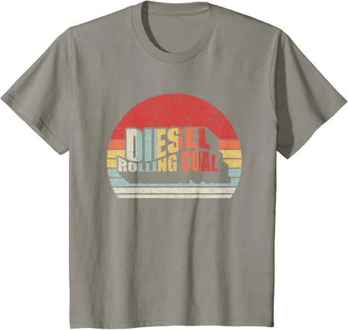 Vista 23 de Camiseta de camión diésel con motor diésel retro y divertido de carbón, Negro