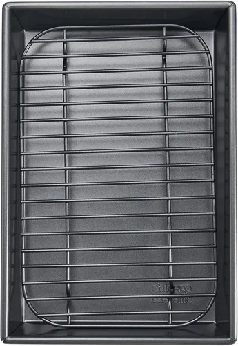 Vista 2 de Chicago Metallic Juego de Bandeja para Asar Pequeña con Rejilla, Bandeja Antiadherente para Hornear en Horno Tostador de 10x7 pulgadas, Perfecto
