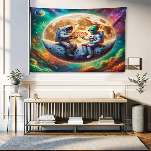 Vista 51 de Ambesonne Tapiz Trippy, vista panorámica de la cascada con bosques de ensueño y mandala oriental psicodélico, decoración de tela para colgar