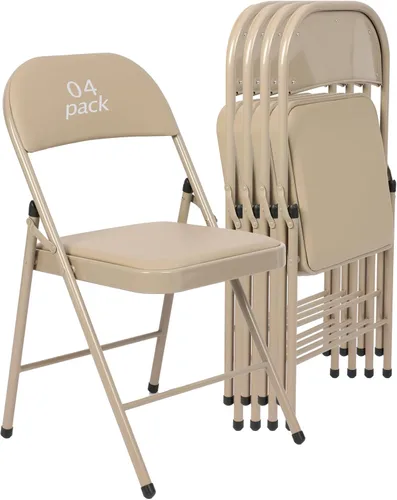 Vista 7 de Juego de 4 Sillas Plegables Tapizadas en Negro - Cómodas Sillas Apilables Portátiles para Interior y Exterior, Eventos, Fiestas, Oficina, Boda Negro