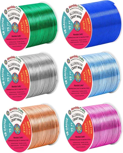 Vista 152 de Mandala Crafts - Alambre de aluminio anodizado de calibre 22 para hacer joyas - 137.2 m de alambre flexible surtido y coloreado - Doble para bonsái